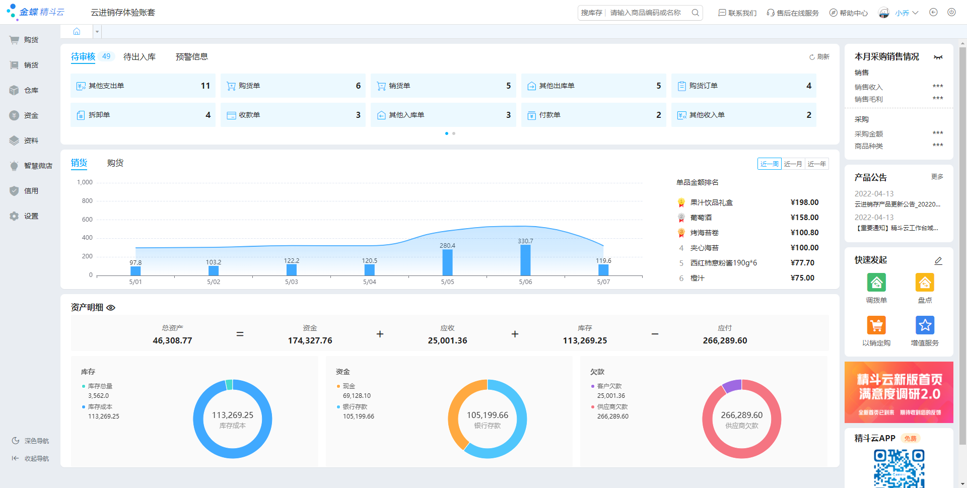 精斗云·云進(jìn)銷存首頁改版升級(jí)公告
